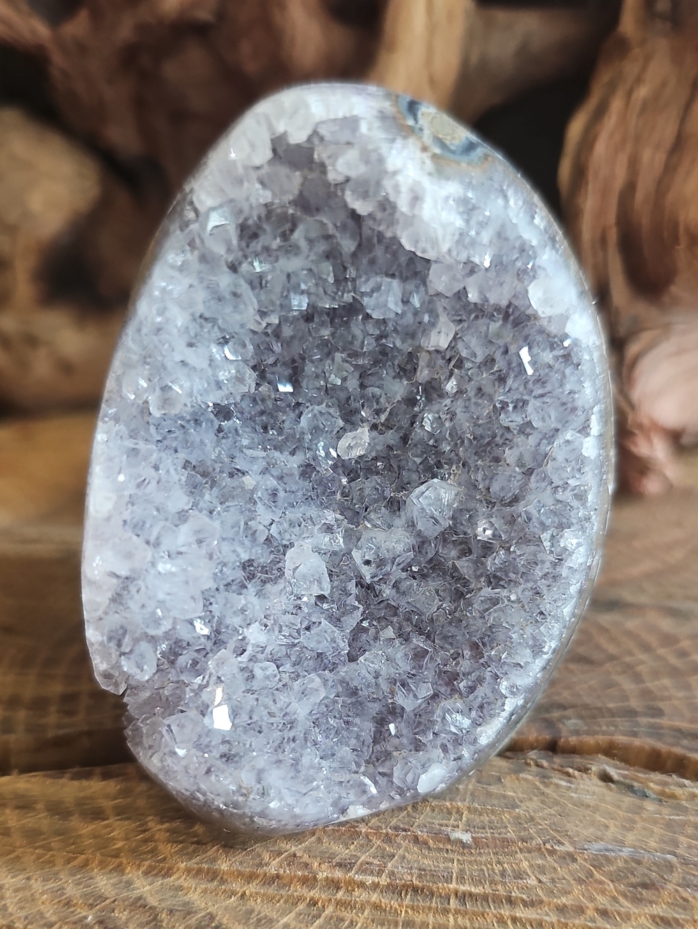 Natural  Uraguayan Amethyst Crystal Geode Accent - Lavender Gray